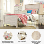 Signature Design by Ashley Willowton Coastal Full Panel Bed, Foundation or Box Spring Needed, Whitewash