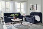 Signature Design by Ashley SimpleJoy Sofa, 83" Navy Blue Contemporary 3-Seater Couch, Soft Polyester Corduroy Fabric with Anti-Sag Platform Foundation, Living Room Furniture
