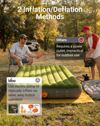 iDOO Portable Camping Essentials Mattress, 10" Twin XL Air Mattress with Cordless Rechargeable Pump, 2-in-1 Fast Inflation, Built-in LED Light, USB Charging, Retractable Camping Cot Sleeping Pad