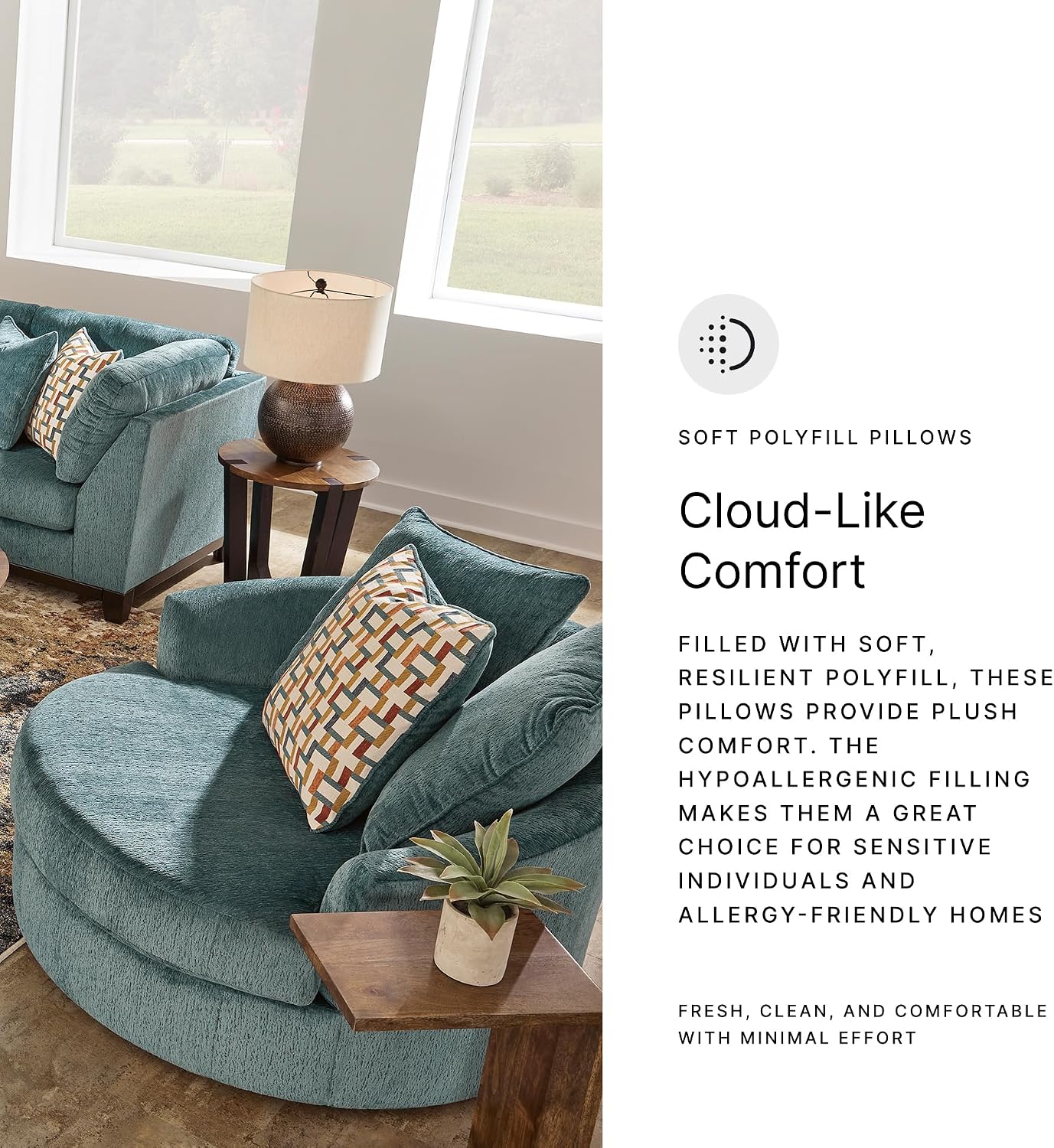 Signature Design by Ashley Laylabrook Scandinavian Upholstered Oversized Swivel Accent Chair with 3 Back Pillows, Green
