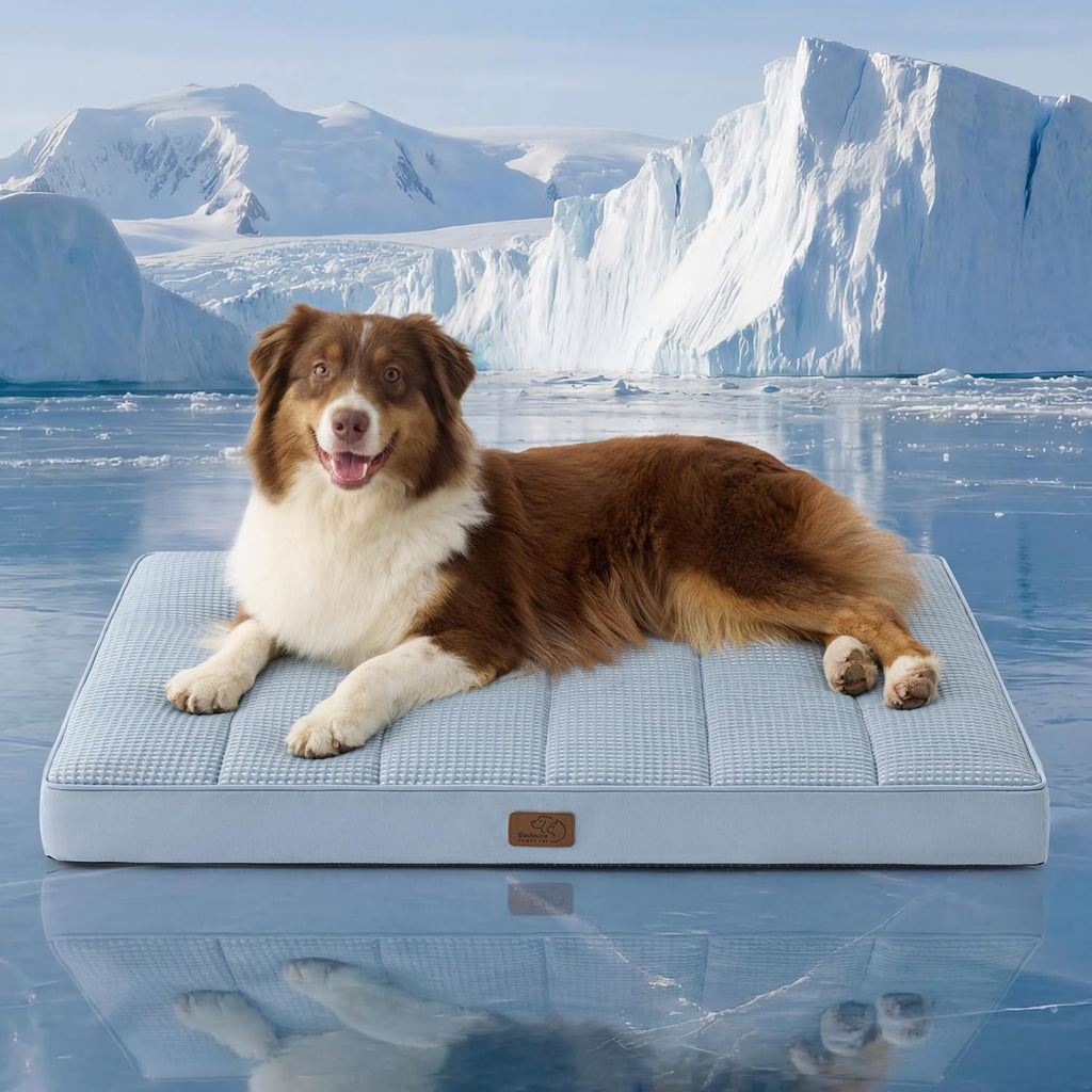 Bedsure Cooling Dog Bed for Crate, Large Breathable Pet Summer Bed, 35 Inch | Orthopedic Egg Crate Foam, Cold Summer Pad Mat, Non-Slip Bottom, Comfy Removable Washable Cover, For Pets Up to 50 lbs