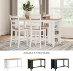 Signature Design by Ashley Gesthaven 60" Counter Height Dining Table with 3 Storage Shelves, Butcher Block Veneer Top, Ideal for Kitchens or Workspaces, White/Natural