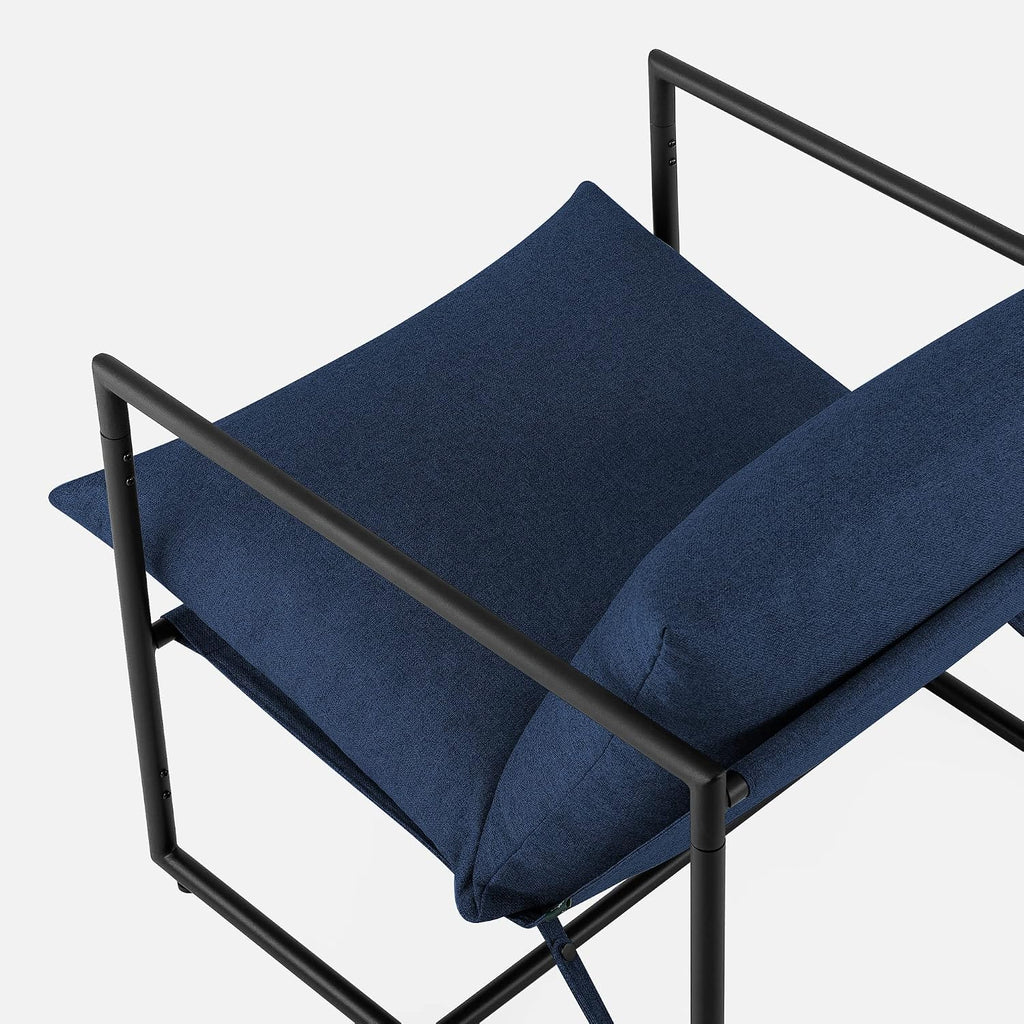Zinus Aidan Sling Accent Chair, Metal Framed Armchair with Shredded Foam Cushioning, Navy
