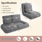 Human Dog Bed, Lazy Sofa Couch, Plush Floor Gaming Chair,5 Adjustable Position, sit, Sleep, fold, Suit to Put in Bedroom, Living Room,Space Saving Design (Gray)
