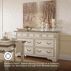Signature Design by Ashley Realyn French Country 7 Drawer Dresser, Two-Tone Chipped White and Distressed Wood Finish, Smooth-Gliding Bedroom Storage, Ideal for Master Suites, 64" W