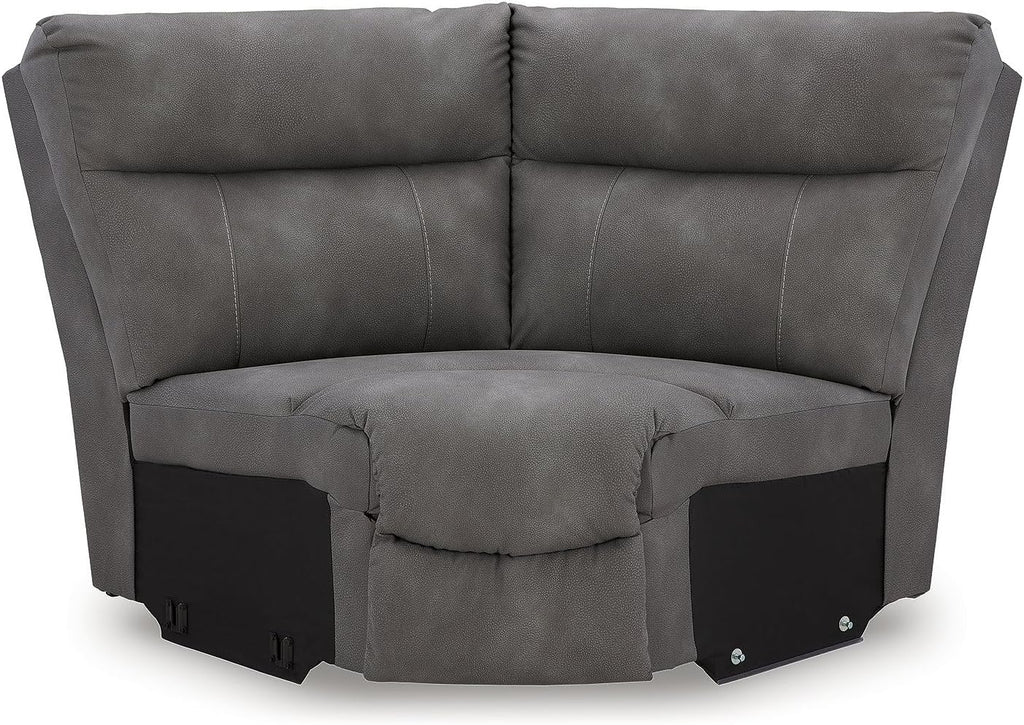 Signature Design by Ashley Contemporary Next-Gen DuraPella L-Shape Symmetrical Faux Leather 5-Piece Power Reclining Sectional with Adjustable Headrest and USB Charging Ports, Gray