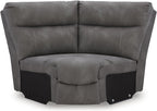 Signature Design by Ashley Contemporary Next-Gen DuraPella L-Shape Symmetrical Faux Leather 5-Piece Power Reclining Sectional with Adjustable Headrest and USB Charging Ports, Gray