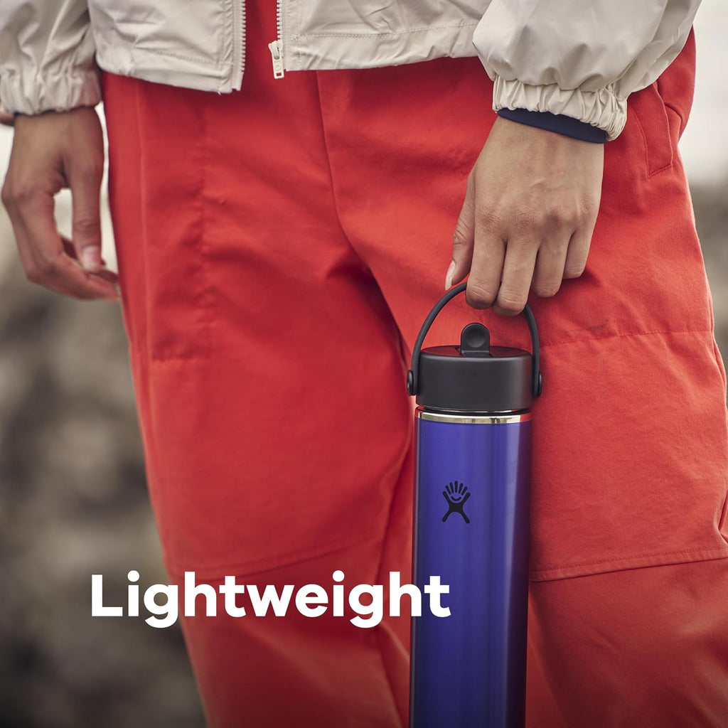 Hydro Flask 24 Oz Lightweight Wide Straw Lid - Insulated Stainless Steel Water Bottle - Hiking, Commuting Obsidian