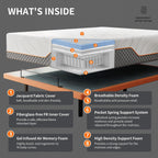 Split King Adjustable Bed Frame with Mattress - 14” Luxury Hybrid Mattress, Smart APP Contorl, Massage, Zero Gravity, Anti-Snore, 5 Minutes Installation, Head and Foot Incline, Medium Soft, Split King