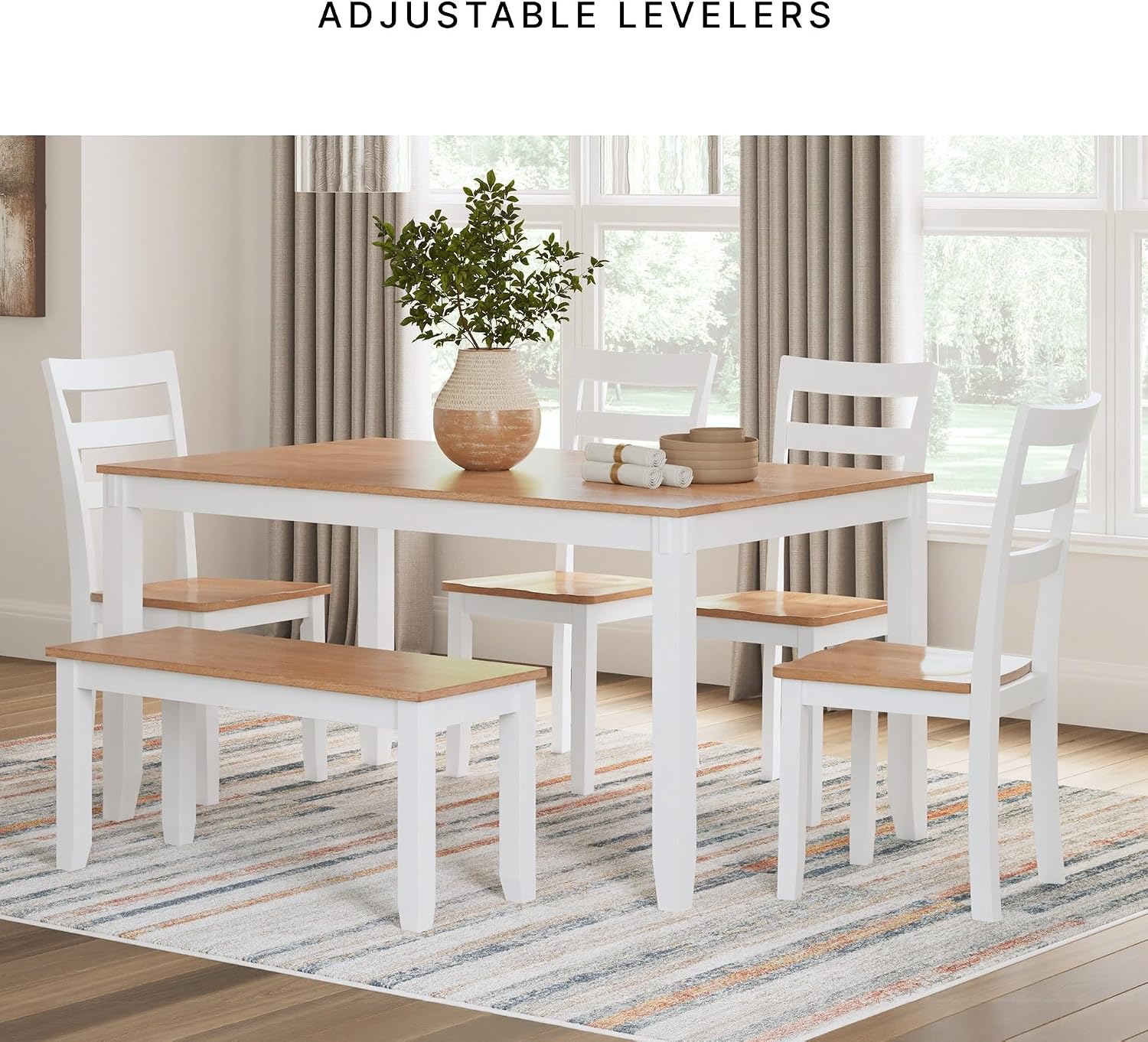 Signature Design by Ashley Gesthaven Solid Wood Frame Dining Chair, Set of 2, White/Natural