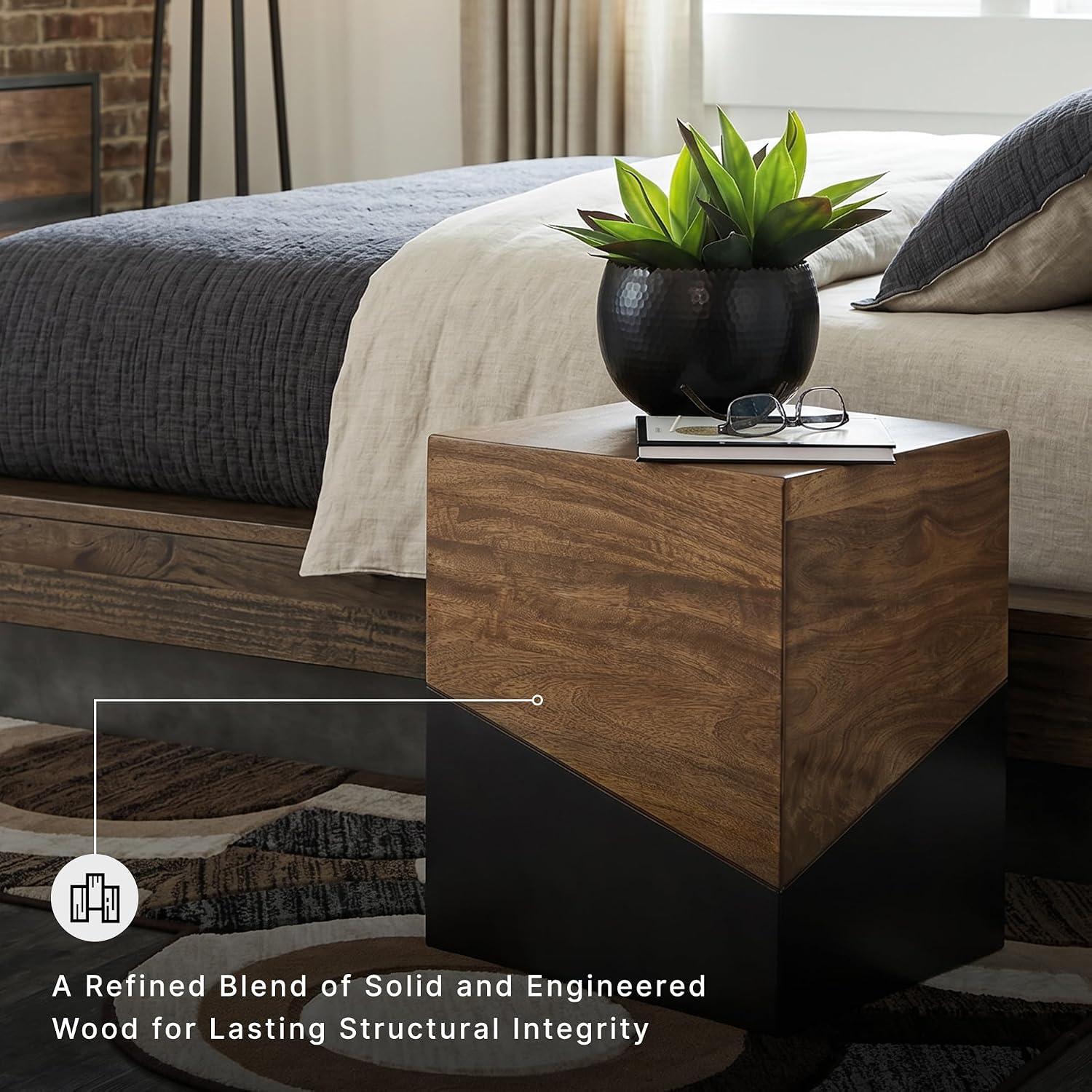 Signature Design by Ashley Trailbend Eclectic Accent End Table, Brown & Gunmetal