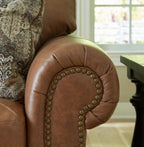 Signature Design by Ashley Carianna Oversized Chair, Fully Assembled Extra Wide Seating, Caramel Combination of Leather and Faux Leather, Traditional Accent Armchair, 54" W