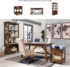 Signature Design by Ashley Baldridge Home Office Desk With Drawers, Rustic Industrial,Wood Construction, Smooth-Gliding Storage for Workspaces, Ideal for Home Offices, Brown