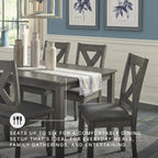 Signature Design by Ashley Caitbrook Rustic 7-Piece Dining Set – Rectangular Table with 6 X-Back Upholstered Chairs, Gray