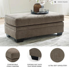 Signature Design by Ashley Stonemeade Upholstered Ottoman, Oversized Contemporary Footrest, 100% Polyester Chenille, Ideal for Living Room Seating, Nutmeg Brown, 44" W