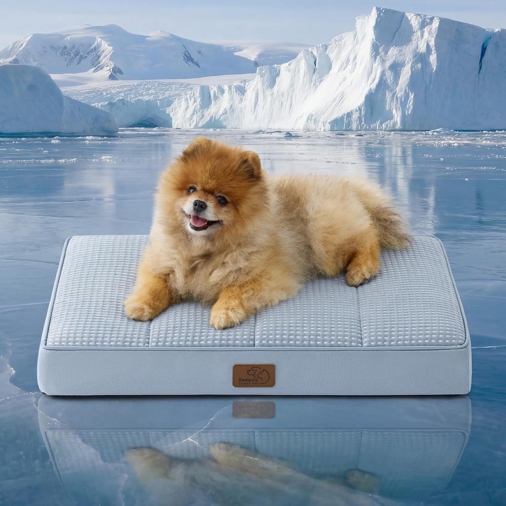 Bedsure Cooling Dog Bed for Crate, Large Breathable Pet Summer Bed, 35 Inch | Orthopedic Egg Crate Foam, Cold Summer Pad Mat, Non-Slip Bottom, Comfy Removable Washable Cover, For Pets Up to 50 lbs