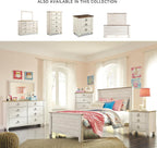 Signature Design by Ashley Willowton Coastal Full Panel Bed, Foundation or Box Spring Needed, Whitewash