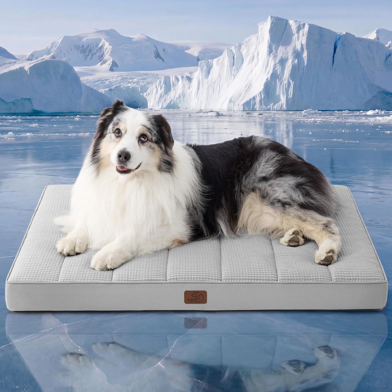 Bedsure Cooling Dog Bed for Crate, Large Breathable Pet Summer Bed, 35 Inch | Orthopedic Egg Crate Foam, Cold Summer Pad Mat, Non-Slip Bottom, Comfy Removable Washable Cover, For Pets Up to 50 lbs