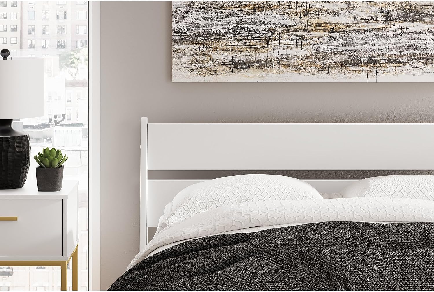 Signature Design by Ashley Socalle Full Panel Headboard, Matte White Finish, Engineered Wood Construction, Ideal for Kids and Youth Bedrooms