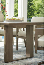 Signature Design by Ashley Serene Bay Outdoor Dining Table, Rust-Resistant Aluminum with Wood-Look Finish, 84-Inch Rectangular Patio Table with Umbrella Hole, Dark Brown
