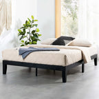 Mellow Naturalista Classic - 12 Inch Solid Wood Platform Bed with Wooden Slats, No Box Spring Needed, Easy Assembly, Queen, Pine