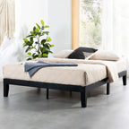 Mellow Naturalista Classic - 12 Inch Solid Wood Platform Bed with Wooden Slats, No Box Spring Needed, Easy Assembly, Queen, Pine