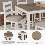 Signature Design by Ashley Skempton 7-Piece Counter Height Dining Table Set for 6, Solid Wood Frames and Acacia Veneer, Cushioned Bar Stools, White and Light Brown