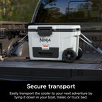 Ninja | Cooler | FrostVault 45QT Cooler with Wheels | Insulated with Temp Dry Storage Drawer | Keeps Ice Cold for Days | for the Beach, Camping, Picnics & More | Cloud White | FB245WH