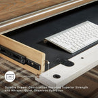 Signature Design by Ashley Realyn Farmhouse Home Office Desk, 2 Drawers, Drop-down Drawer, USB Charging, Wood, 60" W x 28" D x 31" H, Chipped White and Brown
