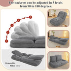 Human Dog Bed, Lazy Sofa Couch, Plush Floor Gaming Chair,5 Adjustable Position, sit, Sleep, fold, Suit to Put in Bedroom, Living Room,Space Saving Design (Gray)