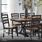 Signature Design by Ashley Wildenauer Dining Extension Table, 18" Self-Storing Butterfly Leaf, Hardwood Solids, Mango Veneer & MDF Substrate, Seats 6 to 8 for Kitchens, Black & Dark Brown, 78"