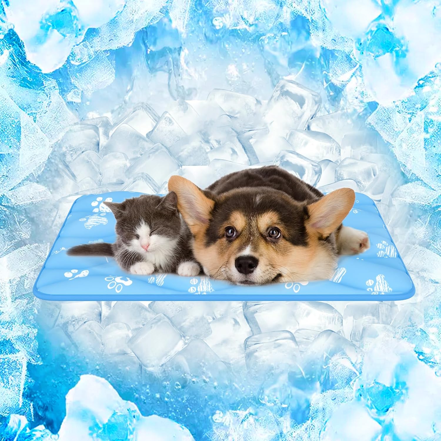 Rywell Super-Absorbent Cooling Mat for Dogs 44"x32" Arc-Chill 3.0 & Color-Changing Dog Cooling Mat, Stay Cool & Dry, Washable, Non-Slip Pet Bed Mat for Floors, Sofas, Kennels