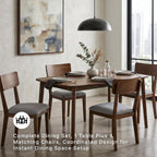 Signature Design by Ashley Allstream Mid-Century Modern Dining Table and Chairs Set with Cushioned Seat, Set of 5, Brown & Gray