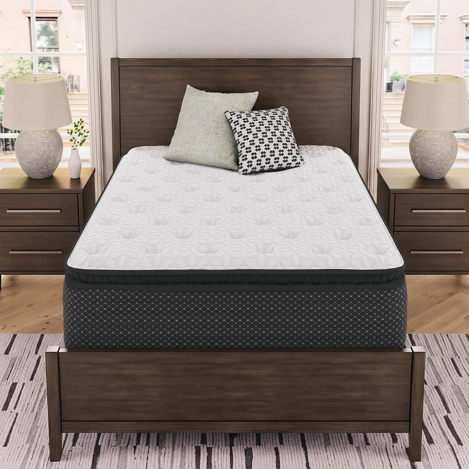 Signature Design by Ashley California King Pillow Top 13 ' Pillow Top Hybrid Mattress with Gel Memory Foam and Edge Support for Cool Sleep and Pressure Relief, Fiberglass-Free