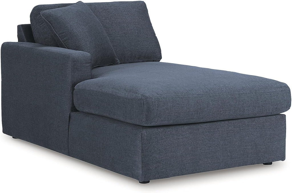 Signature Design by Ashley Contemporary Modmax Stain Resistant U-Shape Right-Arm Facing 5-Piece Sectional with Chaise and Reversible Cushion, Dark Blue
