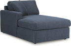 Signature Design by Ashley Contemporary Modmax Stain Resistant U-Shape Right-Arm Facing 5-Piece Sectional with Chaise and Reversible Cushion, Dark Blue