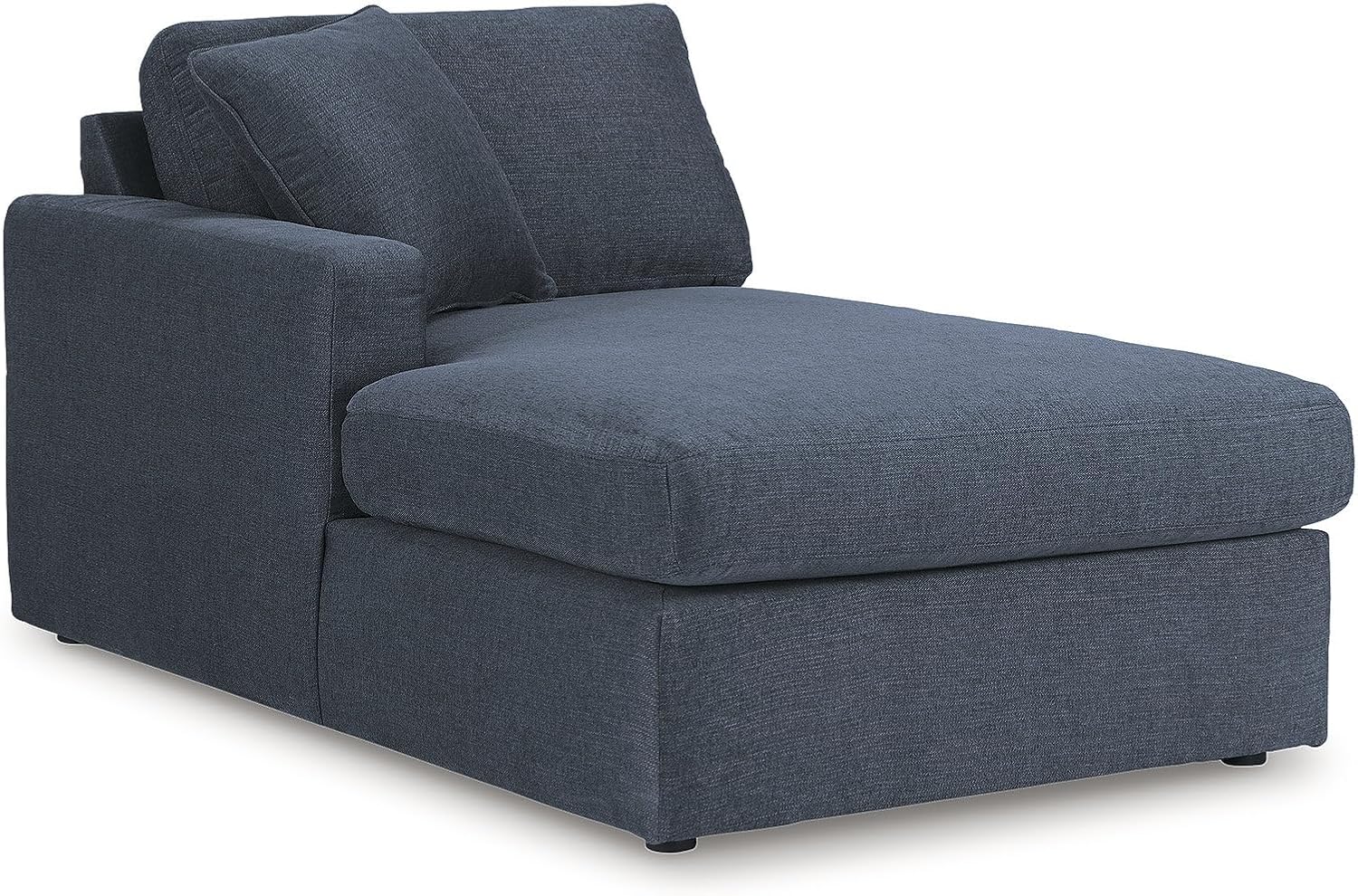 Signature Design by Ashley Contemporary Modmax Stain Resistant U-Shape Right-Arm Facing 5-Piece Sectional with Chaise and Reversible Cushion, Dark Blue