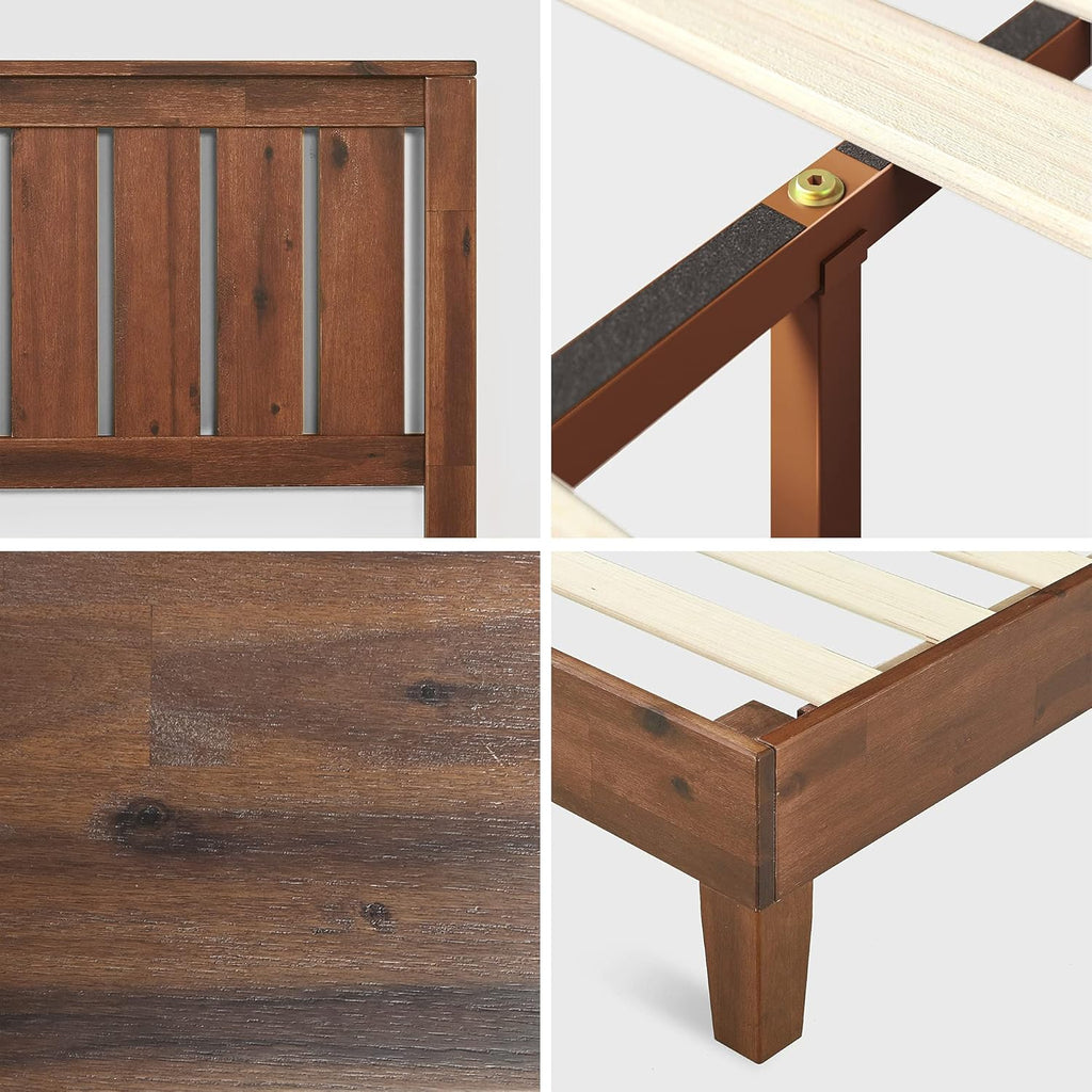 ZINUS Vivek Deluxe Wood Platform Bed Frame with Headboard, Wood Slat Support, No Box Spring Needed, Easy Assembly, Queen