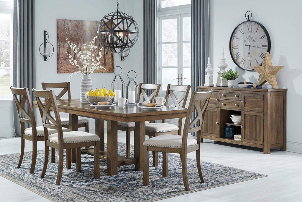 Signature Design by Ashley Moriville Rectangular Dining Extension Table, 2 Extension Leaves, Seats 8, 36" W x 86" D x 30.13" H, Wood & Acacia Veneer, Brown