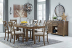Signature Design by Ashley Moriville Rectangular Dining Extension Table, 2 Extension Leaves, Seats 8, 36" W x 86" D x 30.13" H, Wood & Acacia Veneer, Brown