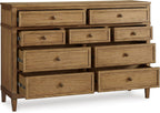 Signature Design by Ashley Sharlance Transitional 9-Drawer Dresser with Felt-Lined Top Drawers, Warm Brown