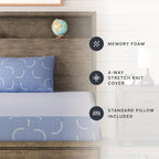 Signature Design by Ashley Full Size iKidz 7 Inch Firm Gel Memory Foam Mattress with Stretch Knit Cover & Pillow Included, Blue Ocean, Fiberglass-Free, Mattress in A Box