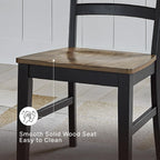 Signature Design by Ashley Wildenauer Dining Chairs Set of 2, Modern Ladderback Dining Chairs with Solid Wood Frame, Two-Tone Finish, Contoured Seat, Black/Brown