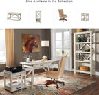 Signature Design by Ashley Carynhurst Farmhouse Large Leg Home Office Desk, 2 Storage Drawers, Vintage Bronze Hardware, Wood, 60.25" Wide, Antique White