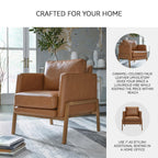 Signature Design by Ashley Numund Contemporary Faux Leather Upholstered Accent Chair with Removable Cushions and Track Arms, Light Brown