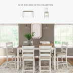 Signature Design by Ashley Skempton 7-Piece Counter Height Dining Table Set for 6, Solid Wood Frames and Acacia Veneer, Cushioned Bar Stools, White and Light Brown