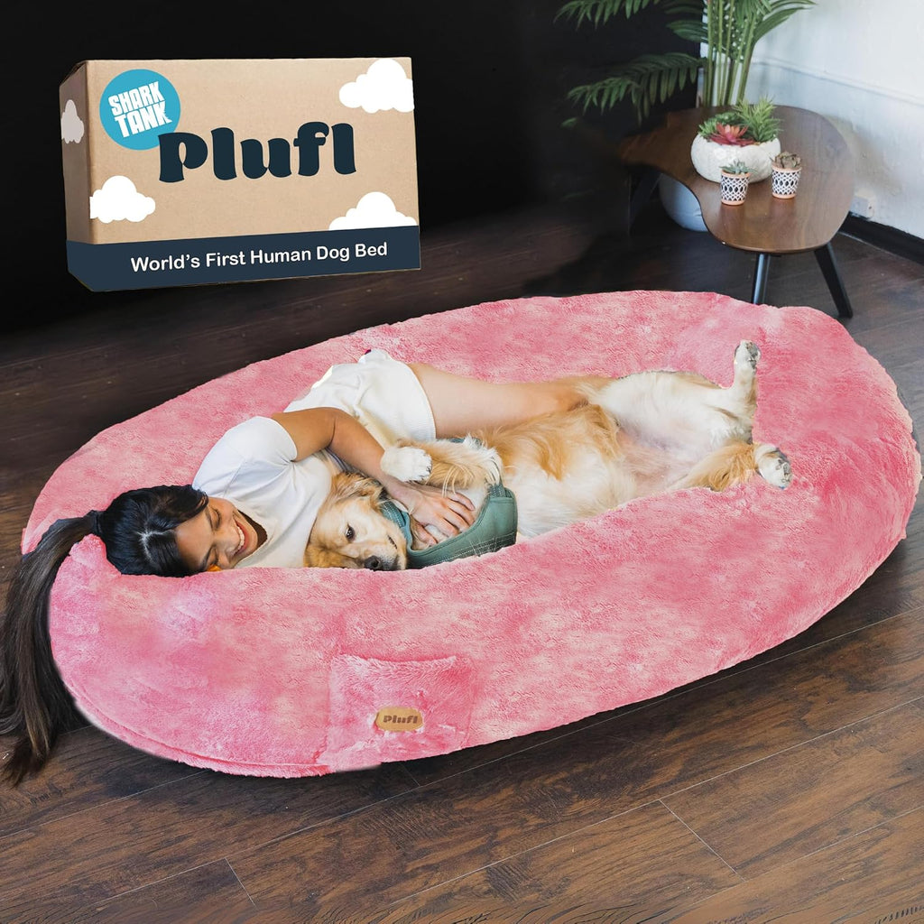 Plufl, The Original Human Dog Bed for Adults, Kids, and Pets. As Seen on Shark Tank. Comfy Plush Large Bean Bag with Memory Foam, Machine Washable, and Durable. Perfect nap and Floor Bed - Arctic Grey