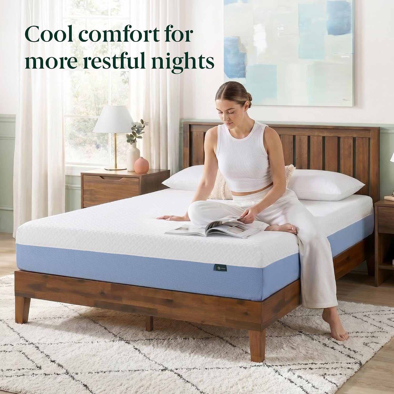 Zinus 8-Inch Twin Cooling Essential Memory Foam Mattress, White, Medium Feel, Fiberglass Free, Certified Safe Materials