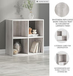 Signature Design by Ashley 4 Cube Storage Organizer, Paxberry Coastal Chic Bookshelf, Engineered Wood Shelving for Bedroom or Living Room, Whitewash, 24" W x 12" D x 24" H