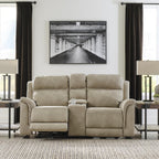 Signature Design by Ashley Power Reclining Loveseat with Console, Next-Gen Durapella, Zero Gravity Mechanism, Easy to Clean Water Resistant Performance Fabric, Sand